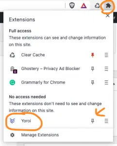 Open Yoroi wallet extension on Chrome/Brave