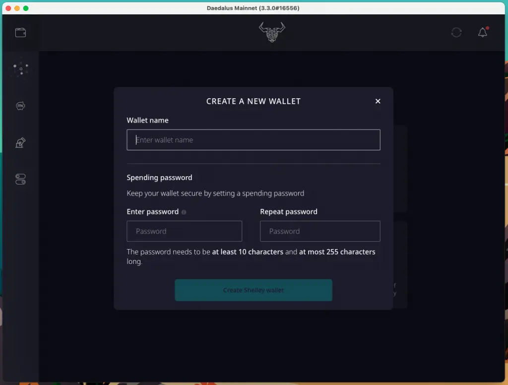 Create daedalus wallet